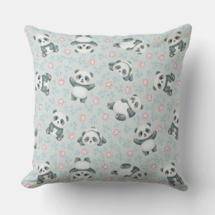 Coussin Motif sans couture de pattes de panda mignon et de