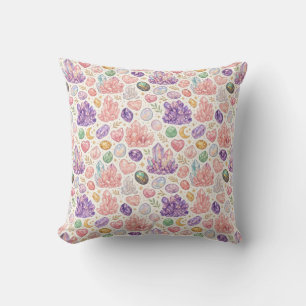 Coussin Motif sans couture de pierres précieuses féminines