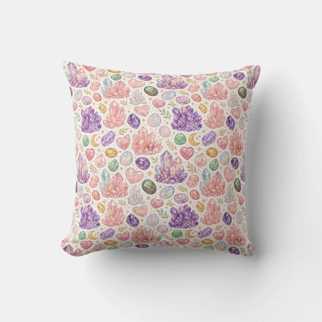 Coussin Motif sans couture de pierres précieuses féminines (Recto)