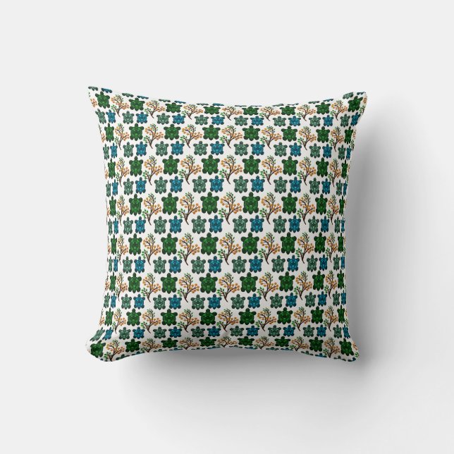 Coussin Motif sans couture de tortue mignonne | Répétition (Recto)