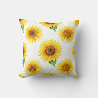 Coussin Motif sans couture de tournesol aquarelle lumineux