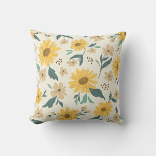 Coussin Motif sans couture de tournesol. Marguerite jaune 