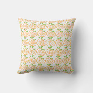 Coussin Motif sans couture de tranche d'orange et de feuil