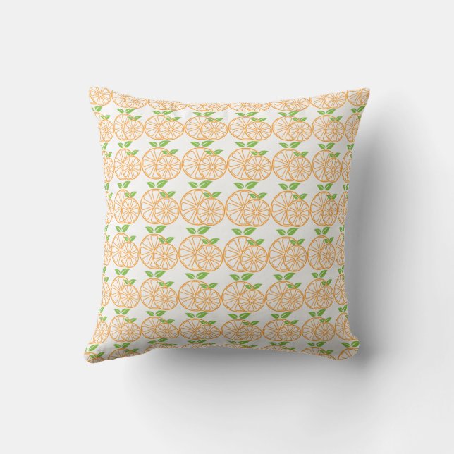 Coussin Motif sans couture de tranche d'orange et de feuil (Verso)