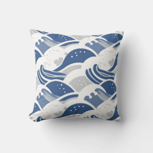 Coussin Motif sans couture de vagues océaniques