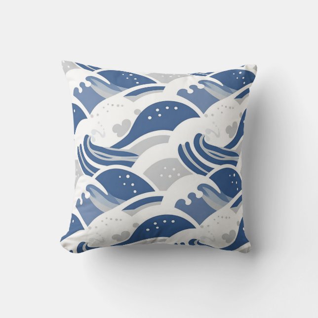 Coussin Motif sans couture de vagues océaniques (Recto)