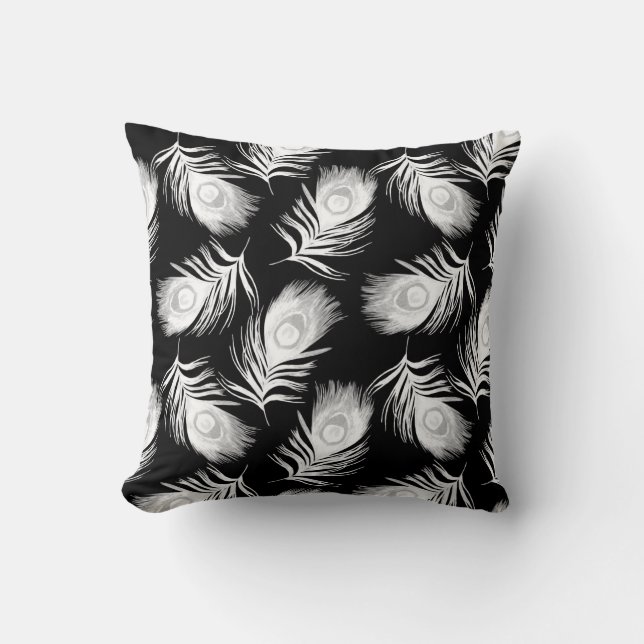 Coussin Motif sans couture décorative avec beau paon (Recto)