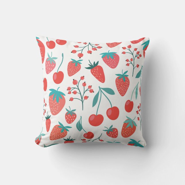 Coussin Motif sans couture décorative avec fruits, fraise (Recto)