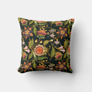 Coussin motif sans couture décorative. Fleurs boucles feui