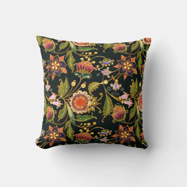 Coussin motif sans couture décorative. Fleurs boucles feui (Recto)