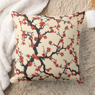 Coussin Motif sans couture d'élégante floraison de cerisie