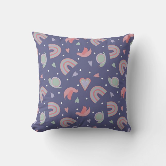 Coussin motif sans couture d'enfants mignon avec escargots (Recto)