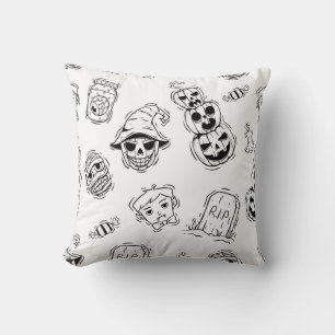 Coussin Motif sans couture des icônes d'halloween avec tir