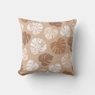 Coussin Motif sans couture feuille monstère beige. han bra