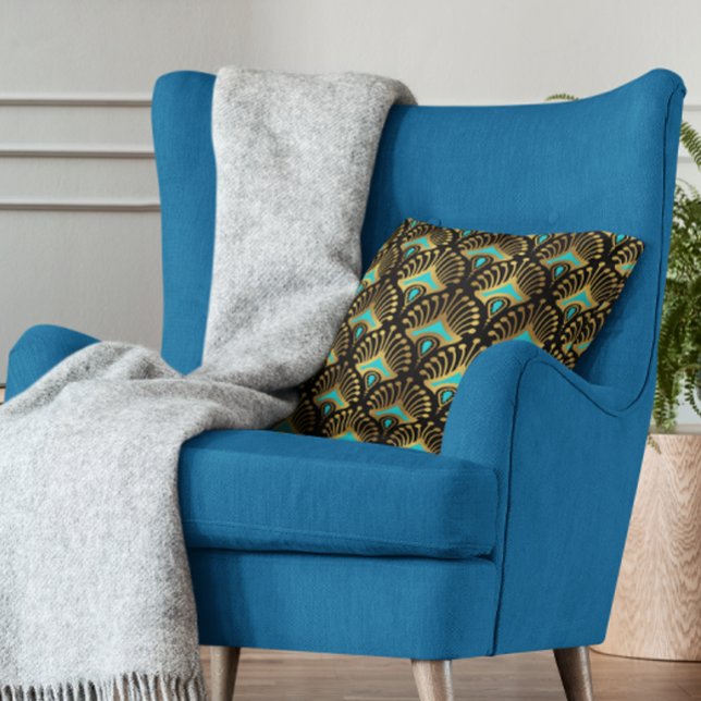 Coussin Motif sans couture or et bleu Art déco (Créateur téléchargé)