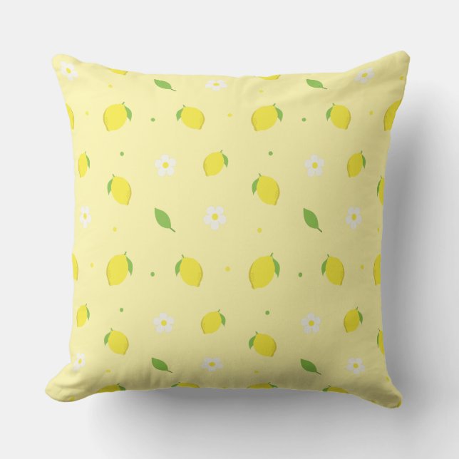 Coussin Motif sans couture orange jaune avec fleurs blanch (Recto)
