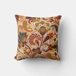 Coussin Motif sans couture Paisley avec des fleurs dans l'
