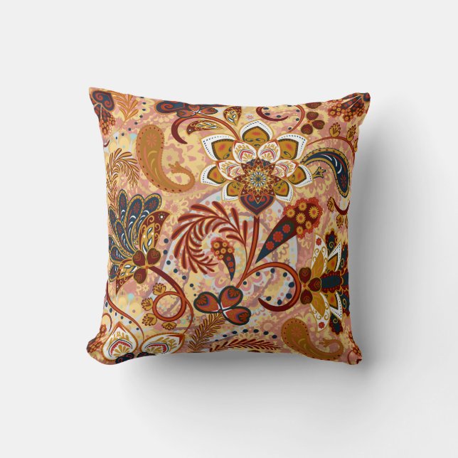Coussin Motif sans couture Paisley avec des fleurs dans l' (Recto)