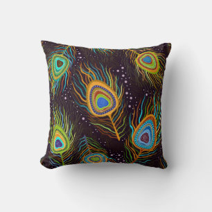 Coussin Motif sans couture "Plumes de paon"