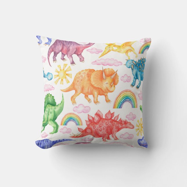 Coussin Motif sans couture représentant des dinosaures col (Recto)