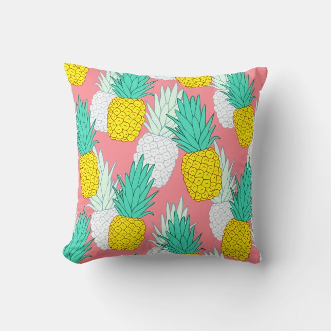 Coussin Motif sans couture tropicale aux ananas exotiques. (Recto)