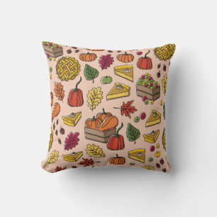Coussin Motif sans faille avec tarte citrouille, tarte aux