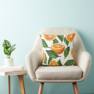 Coussin Motif sans fin de fruit botanique orange Citrus