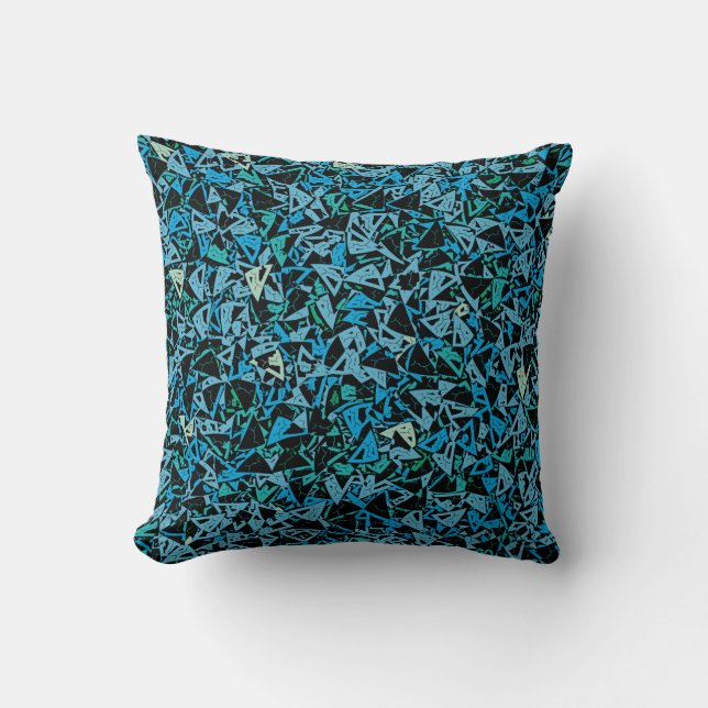 Coussin Motif sans fin de triangle bleu vert noir (Recto)