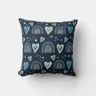 Coussin Motif sans joint avec le coeur, arc-en-ciel et cel