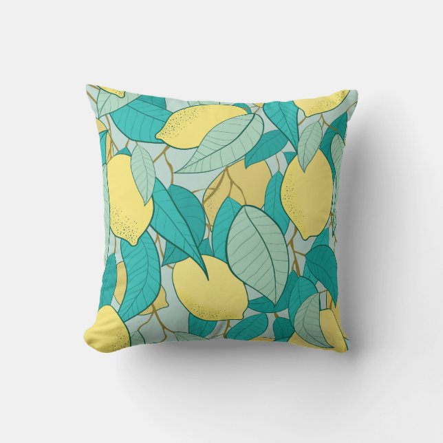 Coussin motif sans soudure avec jardin au citron dessiné à (Recto)
