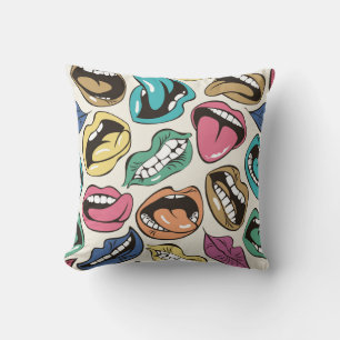 Coussin  motif sans soudure avec lèvres colorées avec diff