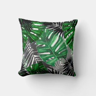 Coussin motif sans soudure de feuilles tropicaux et d'élém