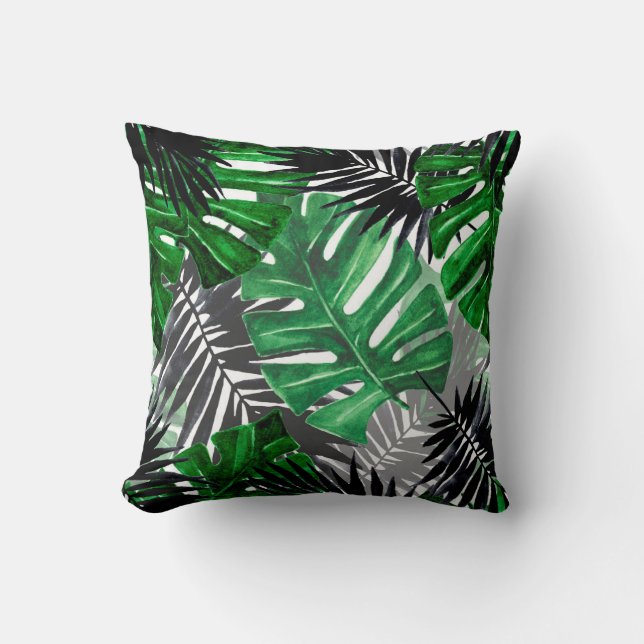 Coussin motif sans soudure de feuilles tropicaux et d'élém (Recto)