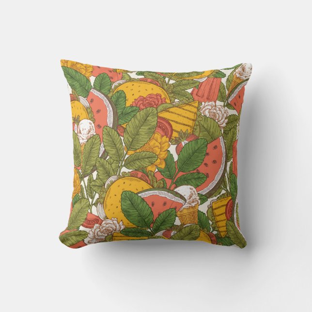 Coussin Motif sans soudure de la nourriture d'été. Sanwich (Recto)