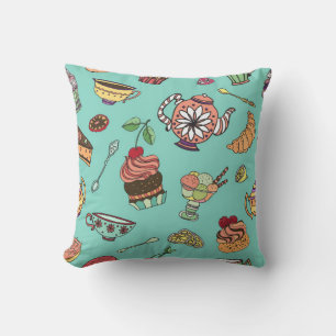 Coussin motif sans soudure vintage avec gâteaux
