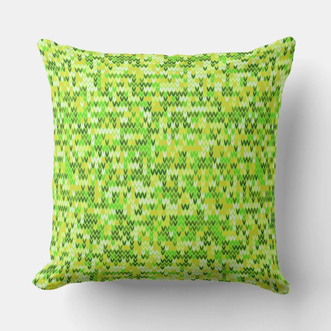 Coussin motif scandinave à tricot vert vif (Recto)