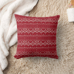 Coussin Motif scandinave rouge et blanc