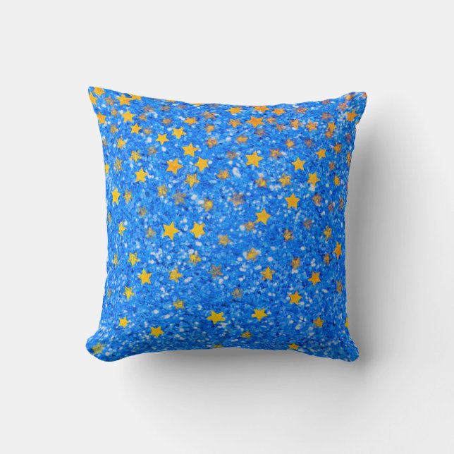 Coussin Motif scintillant, étoiles or glamour (Recto)