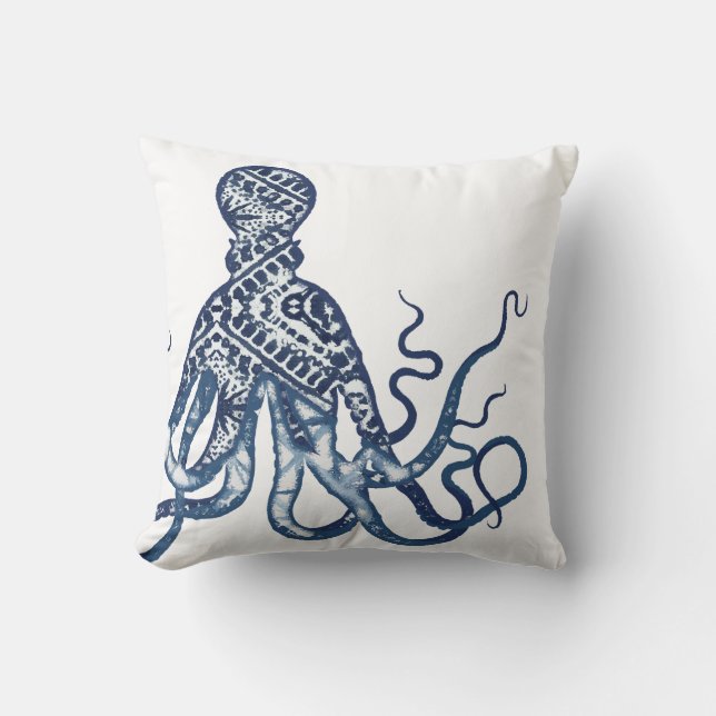 Coussin Motif Shibori Octopus moderne Watercolor (Recto)
