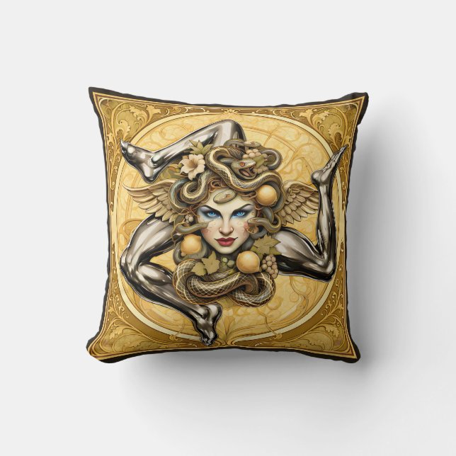 Coussin Motif sicilien Trinacria (VC Designs) (Recto)
