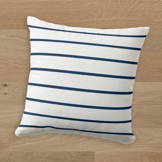 Coussin Motif simple à bande bleu marine moderne (Créateur téléchargé)