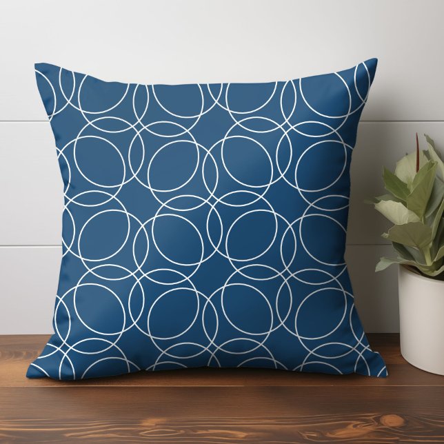 Coussin Motif simple moderne (circle pattern throw pillow in dark blue)