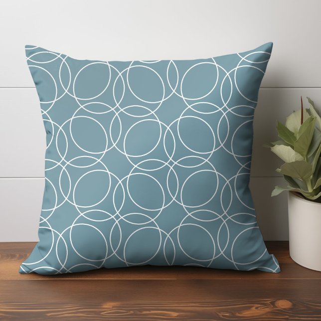 Coussin Motif simple moderne (circle pattern throw pillow in gray blue)