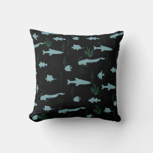 Coussin motif sous-marin Abstrait avec poissons et algues