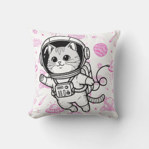 Coussin Motif spatial de chat astronaute mignon personnali