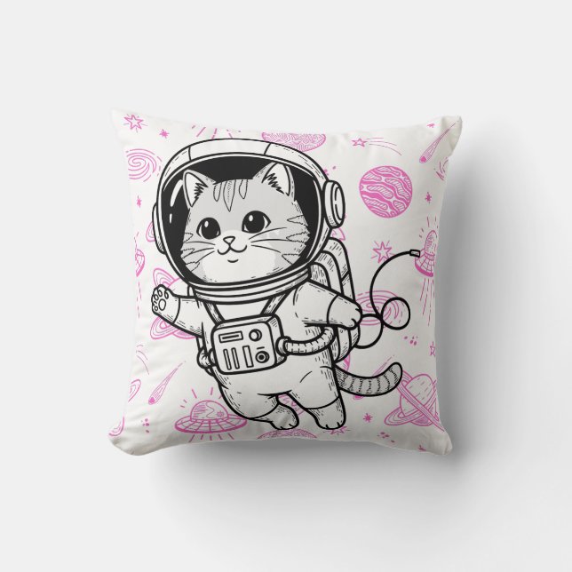 Coussin Motif spatial de chat astronaute mignon personnali (Recto)