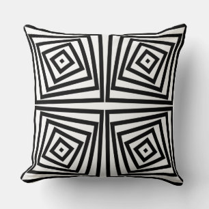 Coussin Motif spiral en boîte noire et blanche