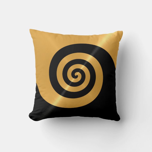 Coussin Motif spiral or brillant acier métal (Recto)