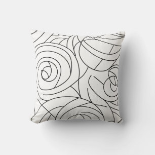 Coussin Motif Spirale Abstrait - Noir et Blanc Moderne