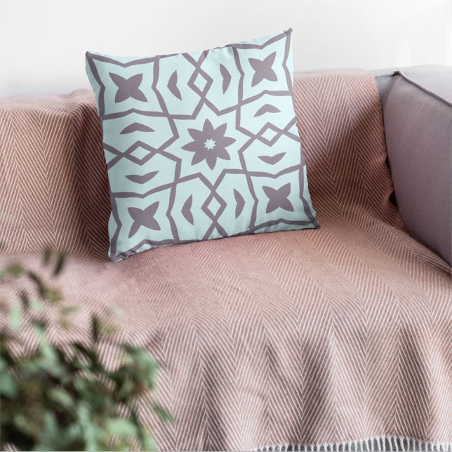Coussin Motif Star Flower en bleu pâle et gris (Créateur téléchargé)